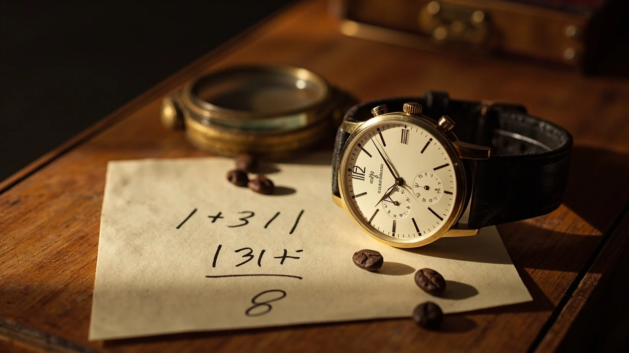 Orologio che segna le 13:31 e una lente di ingrandimento sui numeri